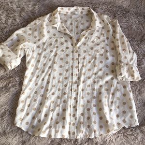 Van Heusen polka dot button down shirt! SZ: XL